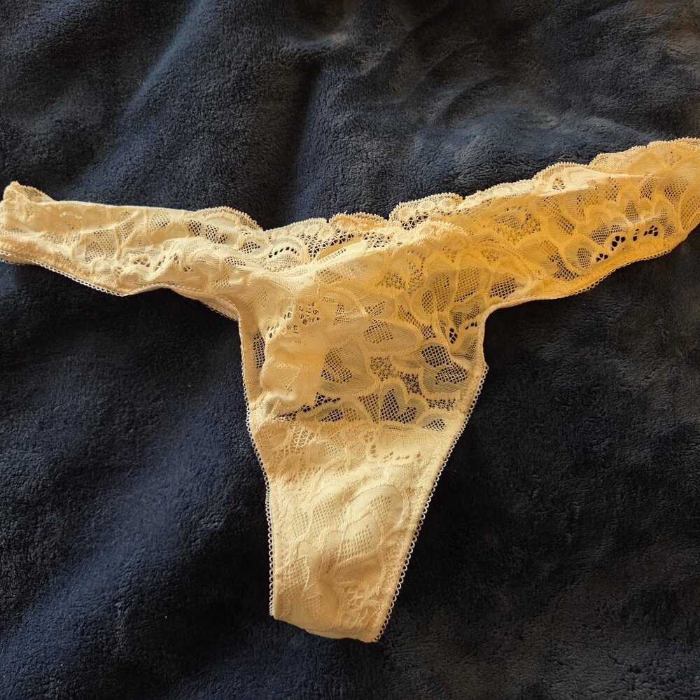 Aerie nude lace thong panties size L